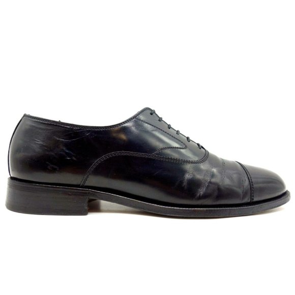 Salvatore Ferragamo Black Leather Cap Toe Lace Up Oxfords Shoes Men\'s 8.5 D main image 6